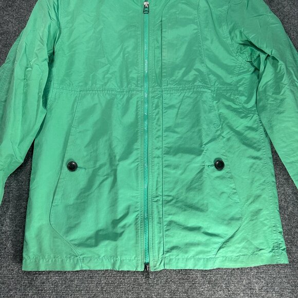 Club Monaco Jacket Womens  Medium Green Zip Up Hooded Pockets Windbreaker Rain - Picture 2 of 9